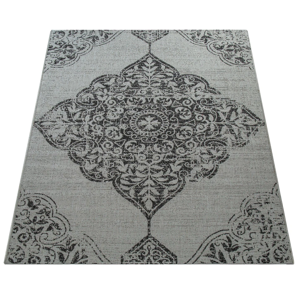 In- & Outdoor Teppich Vintage Design Ornamente Paisley Muster Elegant In Grau - Bild 4 von 4