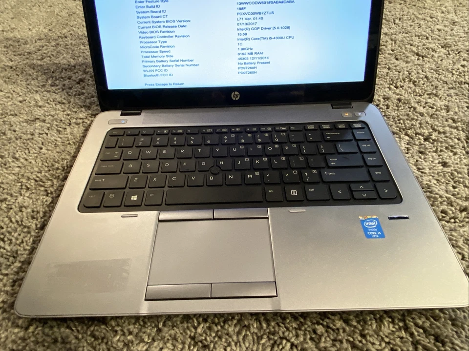 HP EliteBook 840 G1 14" HD i5-4300U 1.90Ghz 8GB RAM impressão digital sem HDD sem sistema operacional - Imagem 3 de 4