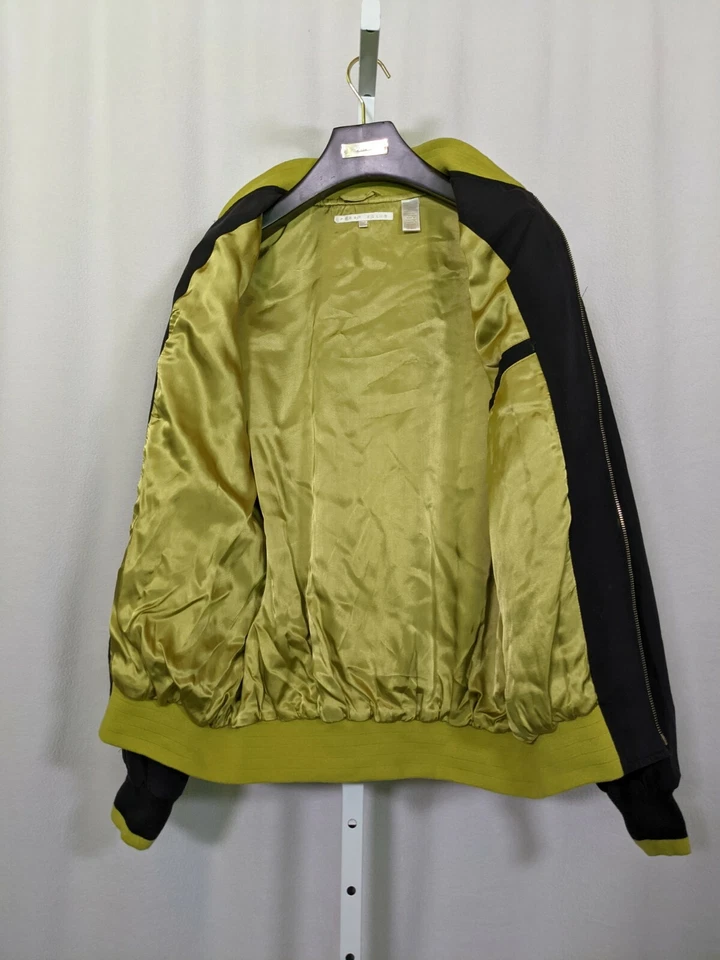 Perry Ellis Vintage 90s Chartreuse Black Bomber Windbreaker L - Image 3 of 4