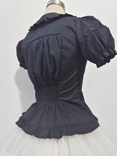 Women Girls Ruffled Blouse Shirt Top Long Sleeve Bow Lolita Sweet Japanese - Imagen 8 de 14