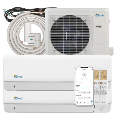 18000 BTU Dual Zone Mini Split Air Conditioner and Heat Pump (2 x12000 BTU)