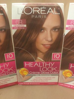 3 X L'Oreal Healthy Look Hair Color,LIGHT RED BROWN 6R / SPICED PRALINE ORIGINAL