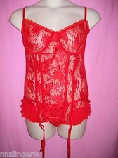 Plus Size Red Lace Bustier & G-String Set – Naughty and Nice Lingerie Sexy Set
