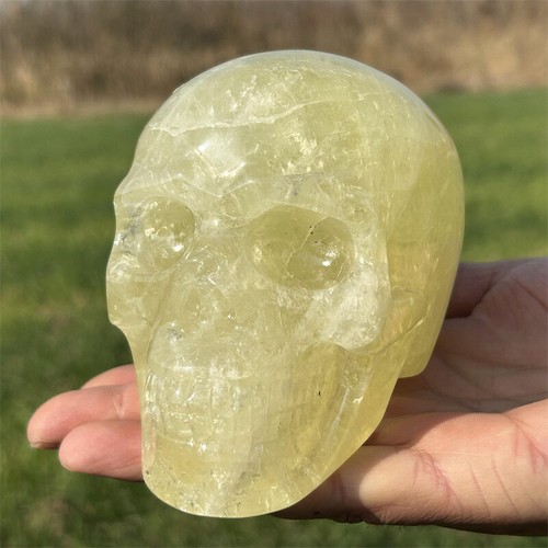 1.15kg Natural Citrine Carved Skull Quartz Crystal Skull Decor Reiki Crystal Gem - Picture 9 of 12