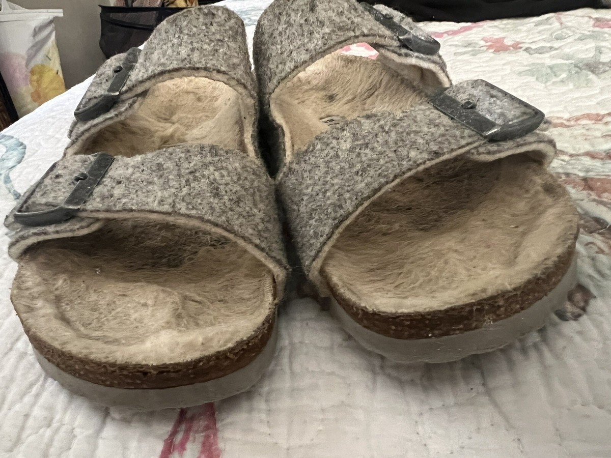 Birkenstock Arizona Rivet Wool Felt Sandals Doubleface Gray Men\'s 13 EU 46 NWOB Birkenstock Arizona Rivet Wool Felt Lined Doubleface Gray  main image 3