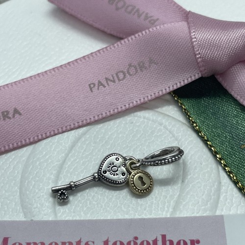 Pandora Key To My Heart Charm 796593 Love Silver Gold Two Tone Genuine Ale - 第 2/8 張圖片