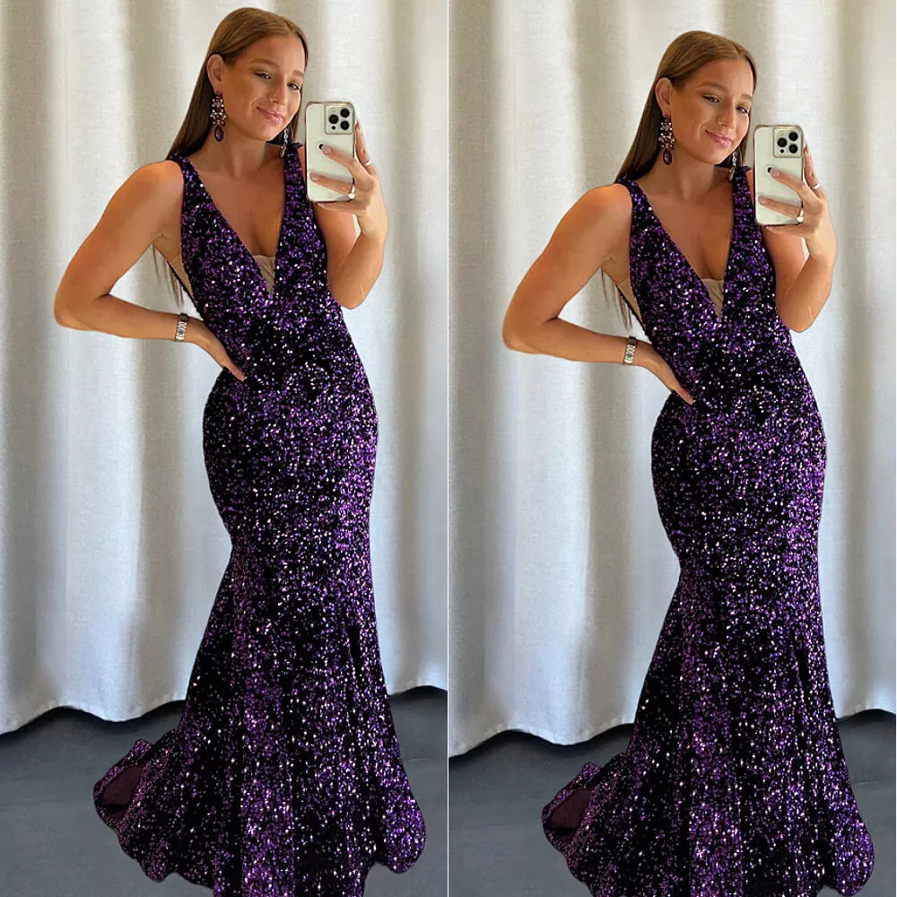 purple sparkly prom dress