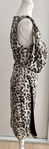 Aje Size 10 Leopard Print Cowl Neck Wrap Midi Sleeveless Dress - Picture 4 of 18