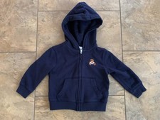 Ralph Lauren Hoodie Toddler 12m Navy Blue Zip-up Polo Bear American Flag