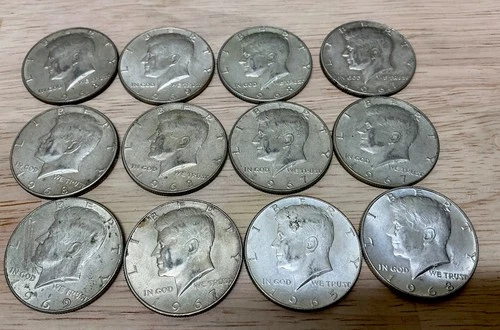 12 KENNEDY 40% SILVER HALF DOLLARS. ESTATE SALE!
