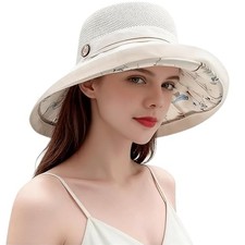 Women-Mesh-Sun-Hats-Bucket-Hat - Summer-Beach-Hat Fishing-Hat Medium Beige