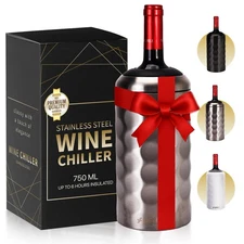 Premium Wine Chiller - 750ml Stainless Steel Double-Walled Vacuum Insulated Cool