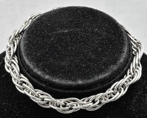 New Sterling Silver 8mm wide Twisted open Rope link Unisex bracelet MILOR ITALY
