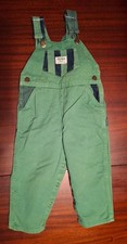 OshKosh B'Gosh green twill overalls, 3T, stripe pocket, vintage 80s/90s USA Rare
