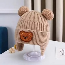 Baby Winter Wool Hat ? Thick Warm Knitted Hat with Adorable Bear Ears