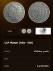 1880 United States Morgan silver dollar.