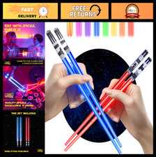 Light Up Lightsaber Chopsticks - Cool Reusable Star Wars Gift, 2 Pairs Blue/Red