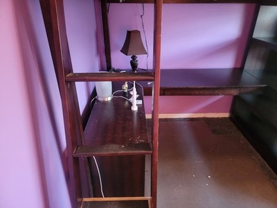 Pottery Barn Loft Bed with Desk in Dark Espresso with BONUS carpet protector