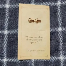 ZAD Miquel de Cervantes "Where one Door " Quote Earrings Key Shape Gold Color