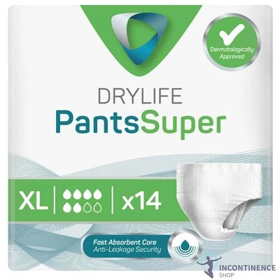 1x Drylife Unisex Incontinence Pants Super - Extra Large - Pack of 14 - 2000ml