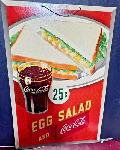 Vintage Coca-Cola Coke Diner Restaurant Advertising Cardboard Sign 1945 18 X 12"
