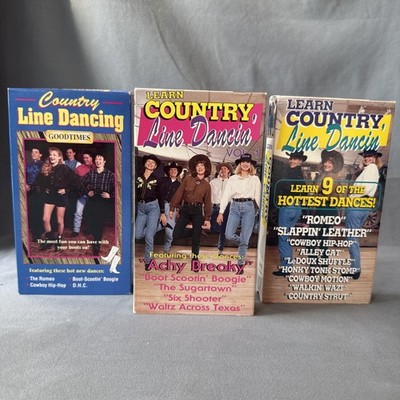 Lot of 3 VHS Tapes LEARN COUNTRY LINE DANCING - VOL. 1, 2 and Goodtimes. VG