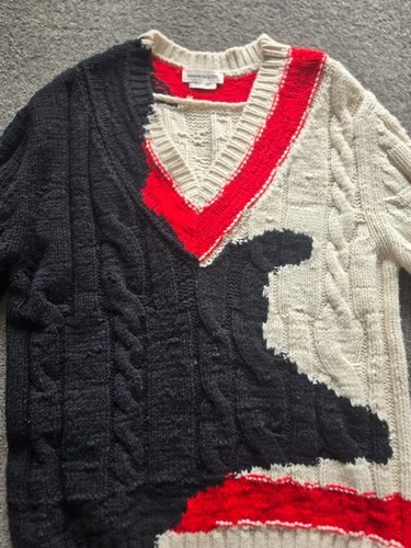 Alexander Mcqueen Mens Cricket Cable knit Colour bleed Sweater