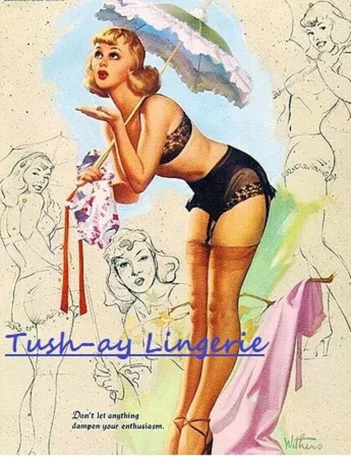 Vtg Lavender Satin String Bikini Nylon Sz 9 Custom Sissy Wide Gusset low rise - Image 3 of 4