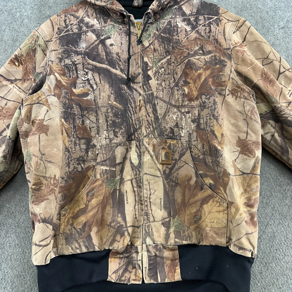 Carhartt Jacket Men M Brown Realtree FullZip Logo Canvas Hoodie Hunting Outdoor - Image 4 of 4
