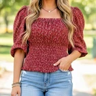 NEW $28 Universal Thread by Target Top Womens Red Floral Square Neck Cropped