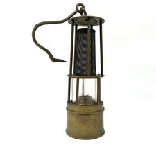 Ancienne Lampe De Mineur En Laiton Et Verre Fin 800 Début 900 XX Siècle