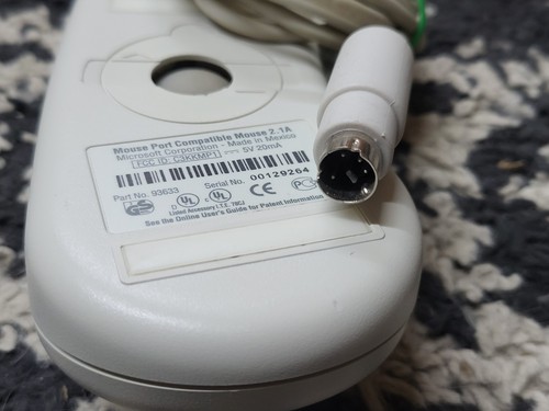 Vintage Microsoft Mechanical Wired PS/2 Mouse 2.1A, 93633, 140g/5oz, V ...
