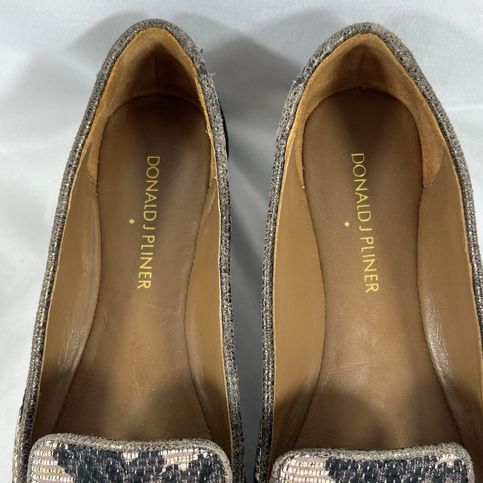 Donald J Pliner Dendasp Floral Tapiz Mocasines Mujer’s 6M Metálico Floral Italia Foto 3 de 4