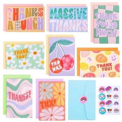 CANDCAMP Thank You Cards Multipack with Envelopes and Matching Sticker