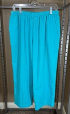 Woman's Alfred Dunner Pull on Pants Blue Size 16 Elastic Waist Cotton Blend