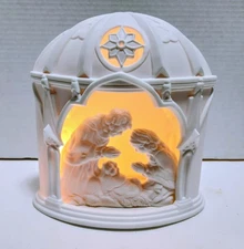 Departmant 56 Ceramic Bisque Nativity Manger Scene with Light 