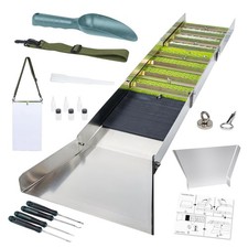 20pc Complete Gold Panning Prospecting Kit with 50" Folding Sluice Silver