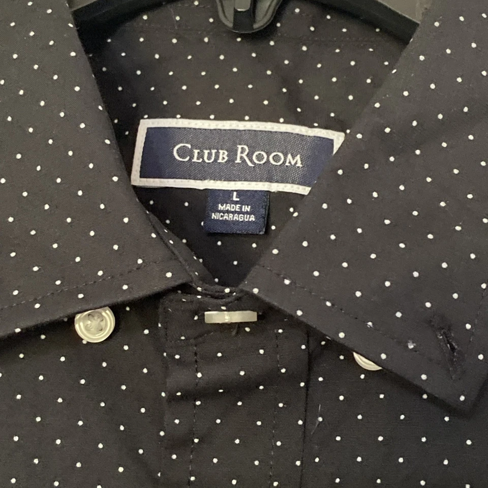 Club Room Hombre Grande Lunares Manga Corta Abotonado Elastizado Color Negro  Foto 2 de 4