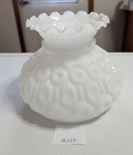 Vintage White Milk Glass Lamp Shade / Chimney – Hobnail / Scalloped Rim –...