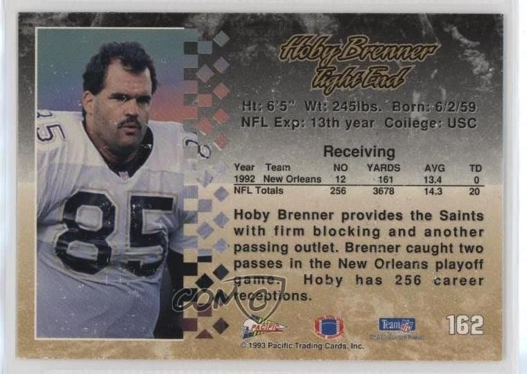 1993 Pacific Hoby Brenner #162 - Image 2 of 2