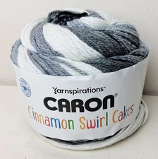 CARON Cinnamon Swirl Cakes Gray Cookie Cream Swirl Shades Self Striping Yarn