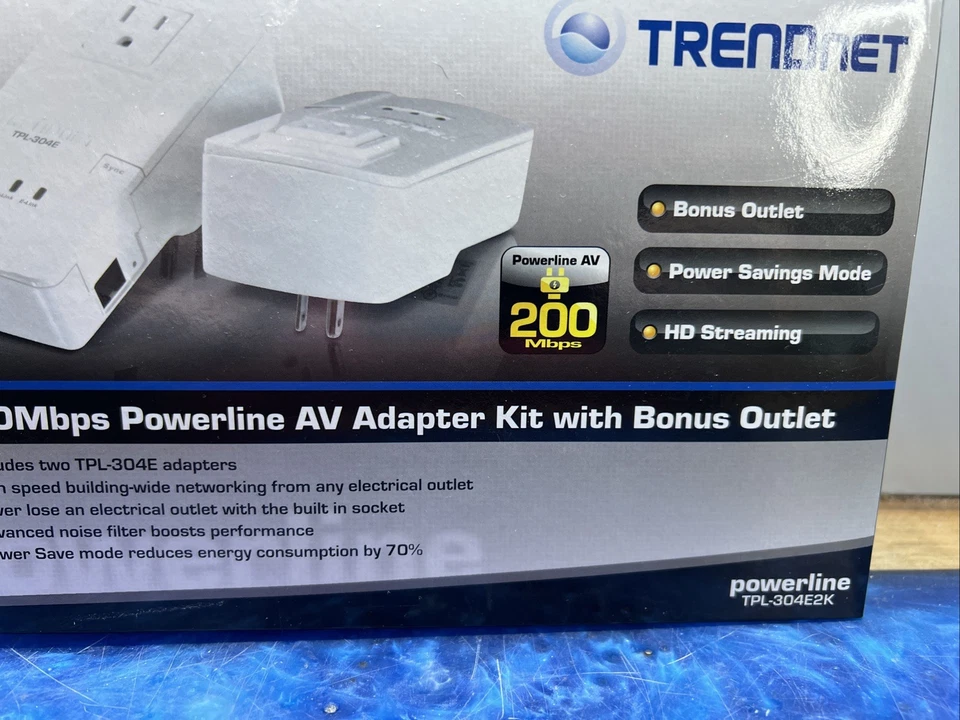 TRENDNet Powerline AV Home Networking Adapter Kit 200Mbps RJ-45 TPL-304E2K NEW - Image 2 of 4