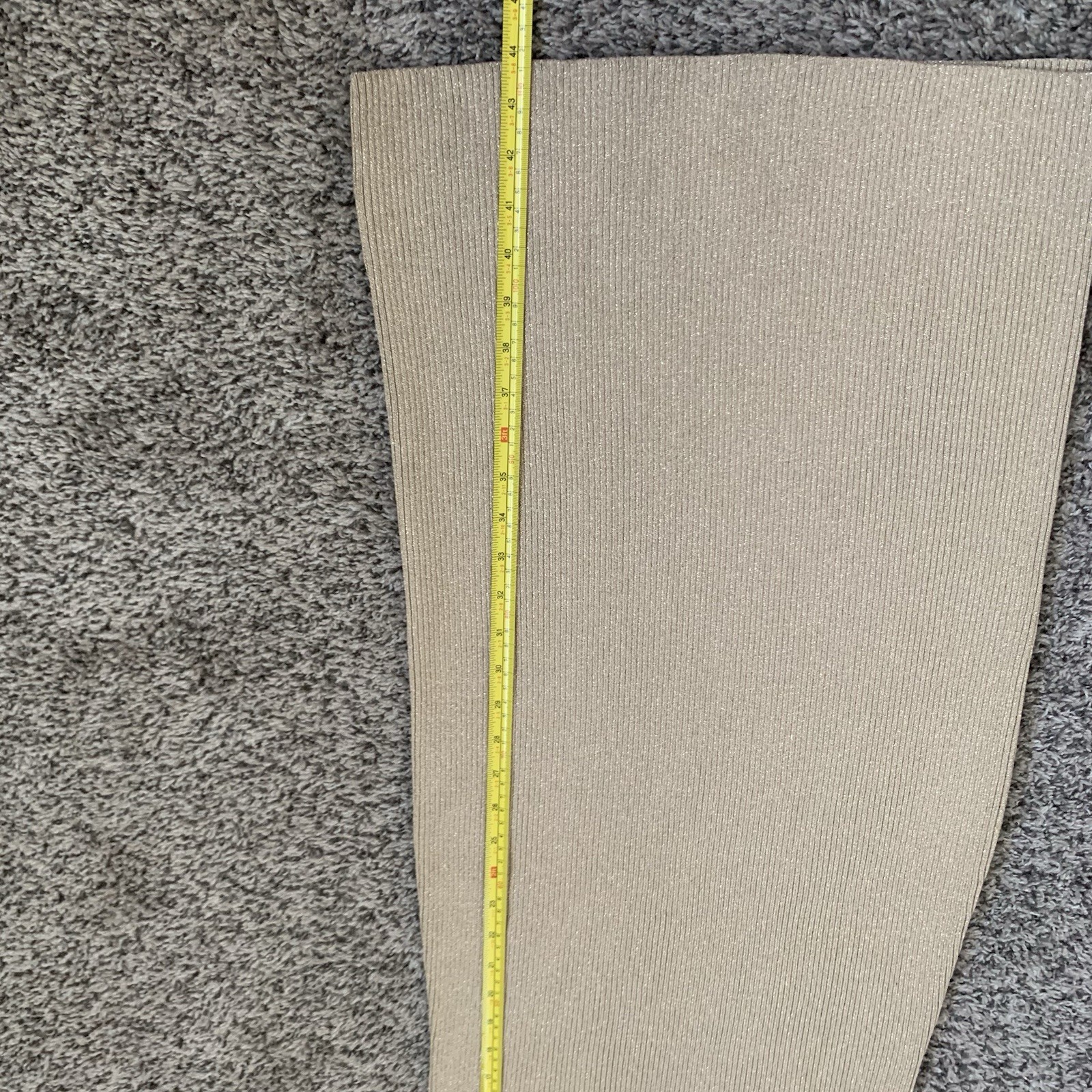 Michael Kors Dress Women L Gold Metallic Ribbed V Neck Sweater Sheath Pencil thumbnail 11