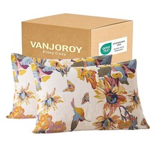 100 Organic Pillowcase Set of 2 Washed Cotton 20x26 TC Standard Luxury