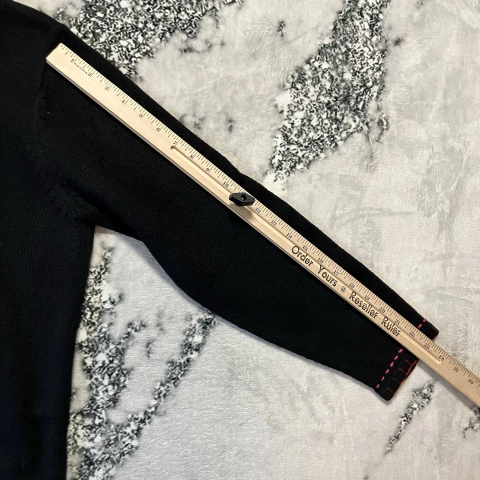 Quacker Factory Sweater Womens Sz Black Christmas Tree Embroidered Embellished - Image 4 of 4