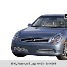 For Infiniti G35 05-06 Bumper Grille 2-Pc Chrome Polished 8x6 mm Horizontal
