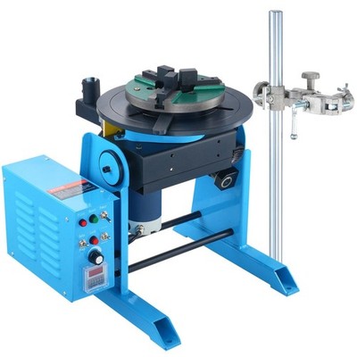 Welding Turntable: 0-90° Tilting, 1-12RPM, 315mm 3-Jaw Chuck, Torch Stand, 80W