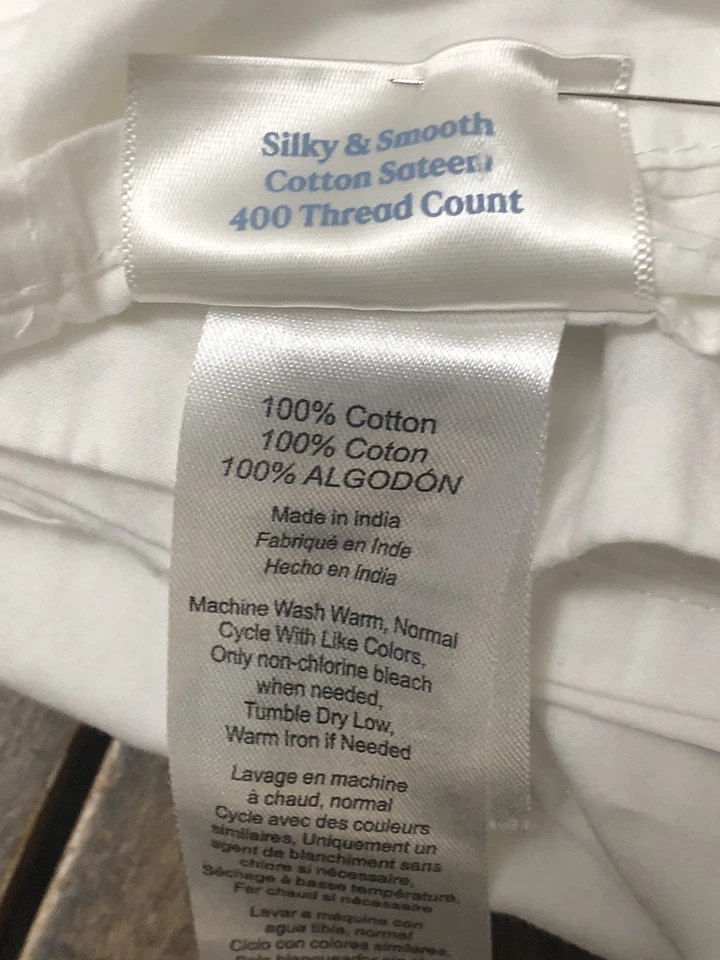"Sábana plana blanca Nestwell fresca y suave 400 TC algodón satén king 115x101"" usada en excelente estado" Foto 4 de 4