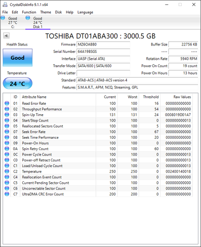 DT01ABA300 / HDKPJ08A0A01 S Rev AAA AA00/BB0 3TB SATA 3.5" JUN-2014 TOSHIBA - Picture 2 of 6