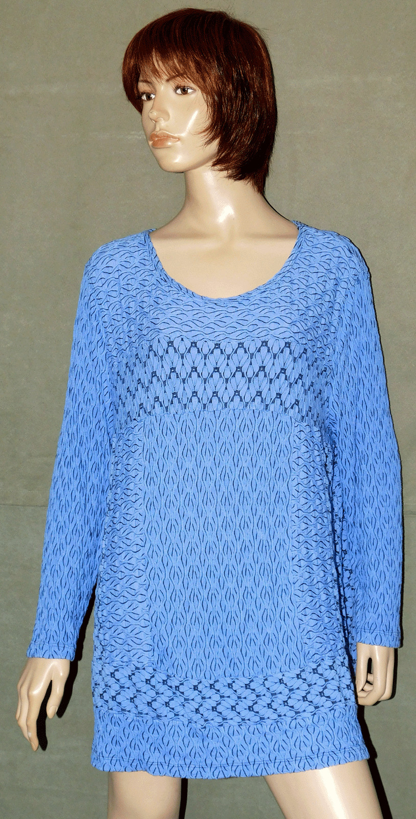 Ali Miles Textured Patterned Periwinkle Blue Tuni… - image 1